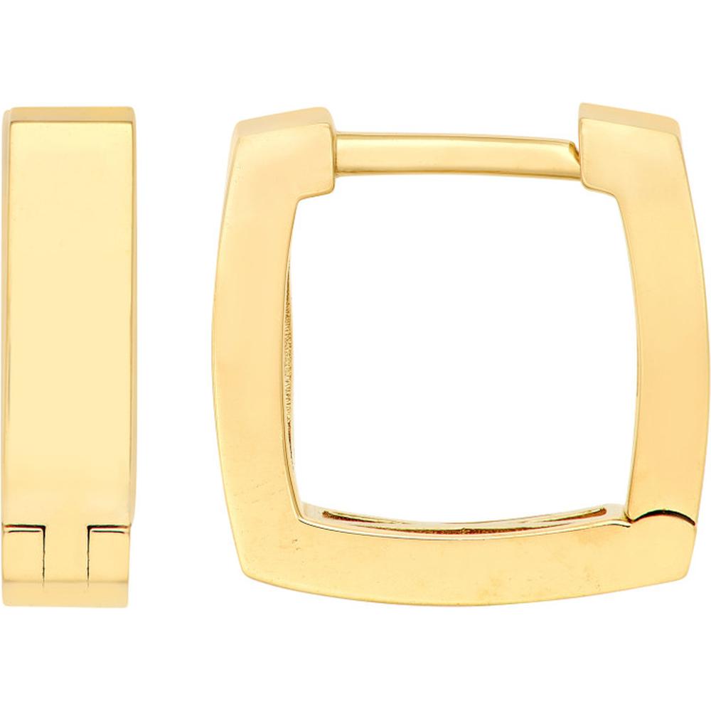 Olas d'Oro - 14K Yellow Gold Small Square Hoop Earrings - Modern Geometric Design with Hinge Closure