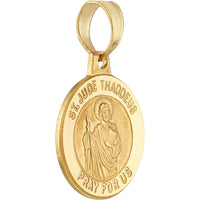 Olas d'Oro - 14K Yellow Gold Small St. Jude Medal Pendant - Faithful Religious Jewelry