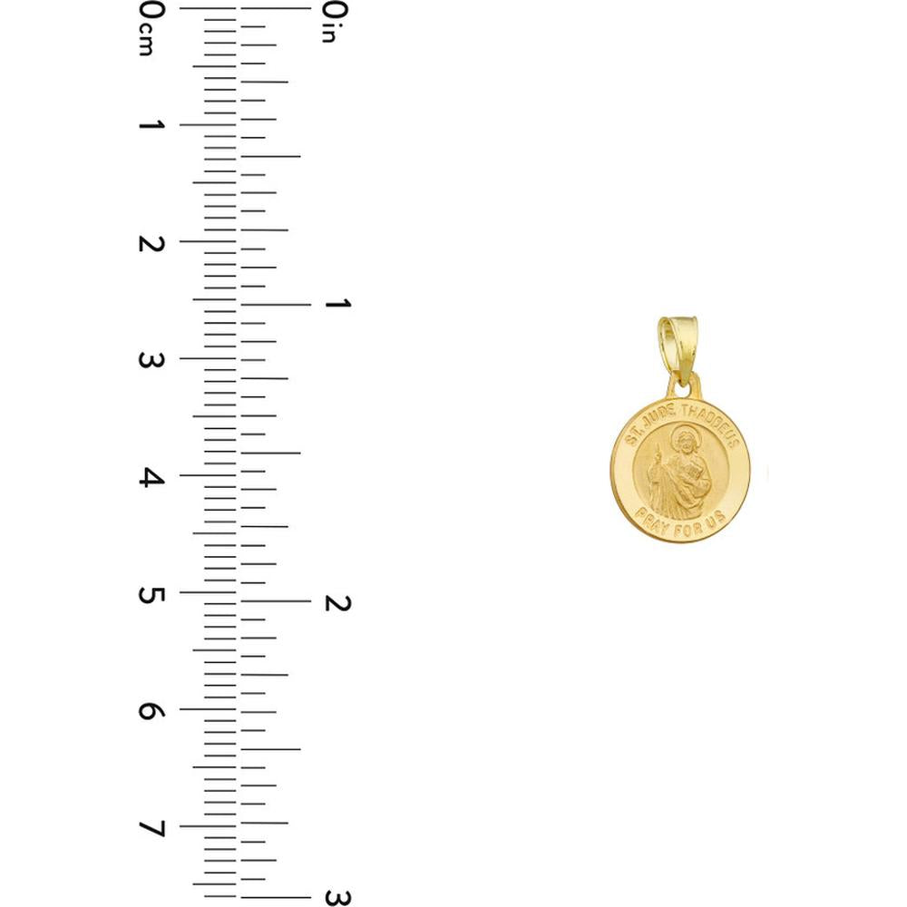 Olas d'Oro - 14K Yellow Gold Small St. Jude Medal Pendant - Faithful Religious Jewelry