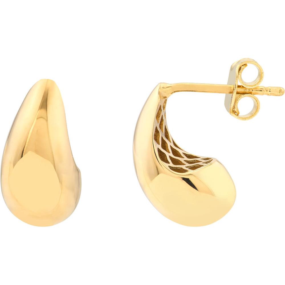 Olas d'Oro - 14K Yellow Gold Small Teardrop Dome Earrings - 2.10 Grams Total Weight