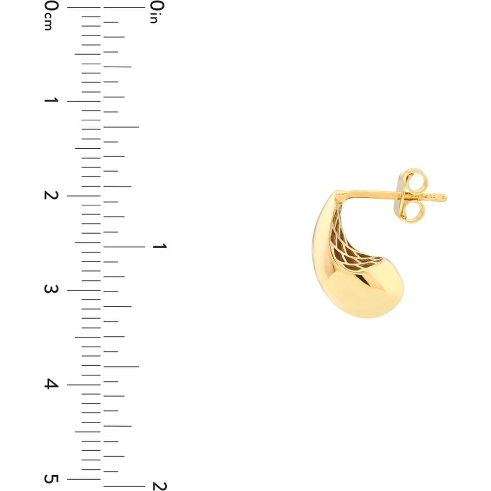 Olas d'Oro - 14K Yellow Gold Small Teardrop Dome Earrings - 2.10 Grams Total Weight