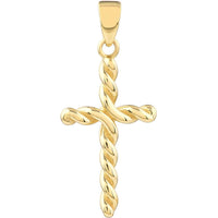 Olas d'Oro - 14K Yellow Gold Small Twist Cross Pendant - 1.30 Grams