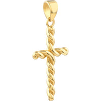 Olas d'Oro - 14K Yellow Gold Small Twist Cross Pendant - 1.30 Grams
