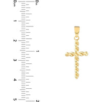 Olas d'Oro - 14K Yellow Gold Small Twist Cross Pendant - 1.30 Grams