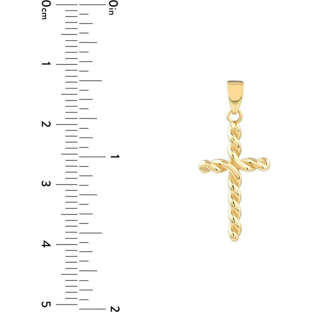 Olas d'Oro - 14K Yellow Gold Small Twist Cross Pendant - 1.30 Grams