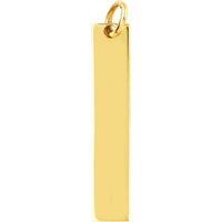 Olas d'Oro - 14K Yellow Gold Small Vertical Bar Engravable Pendant Charm