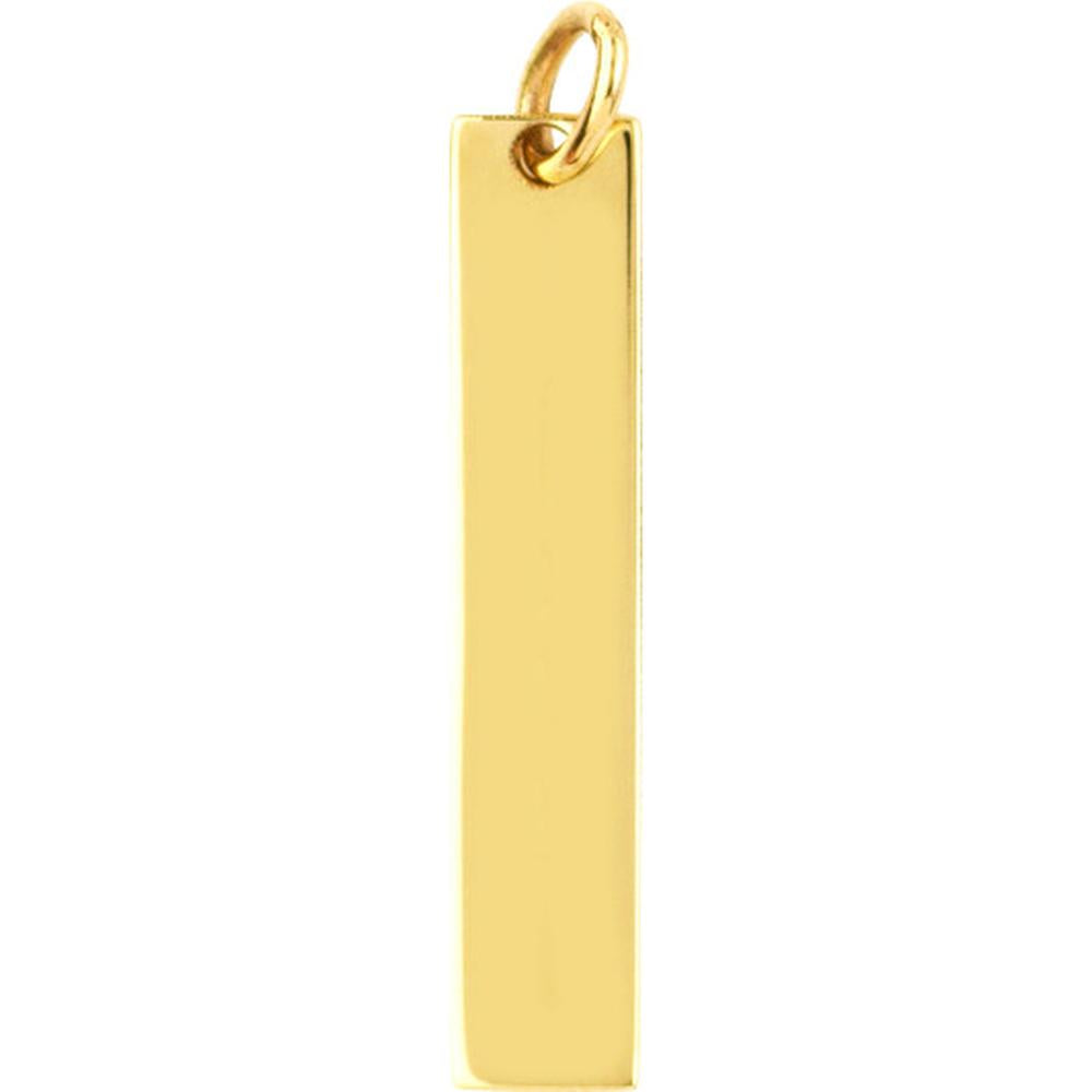Olas d'Oro - 14K Yellow Gold Small Vertical Bar Engravable Pendant Charm