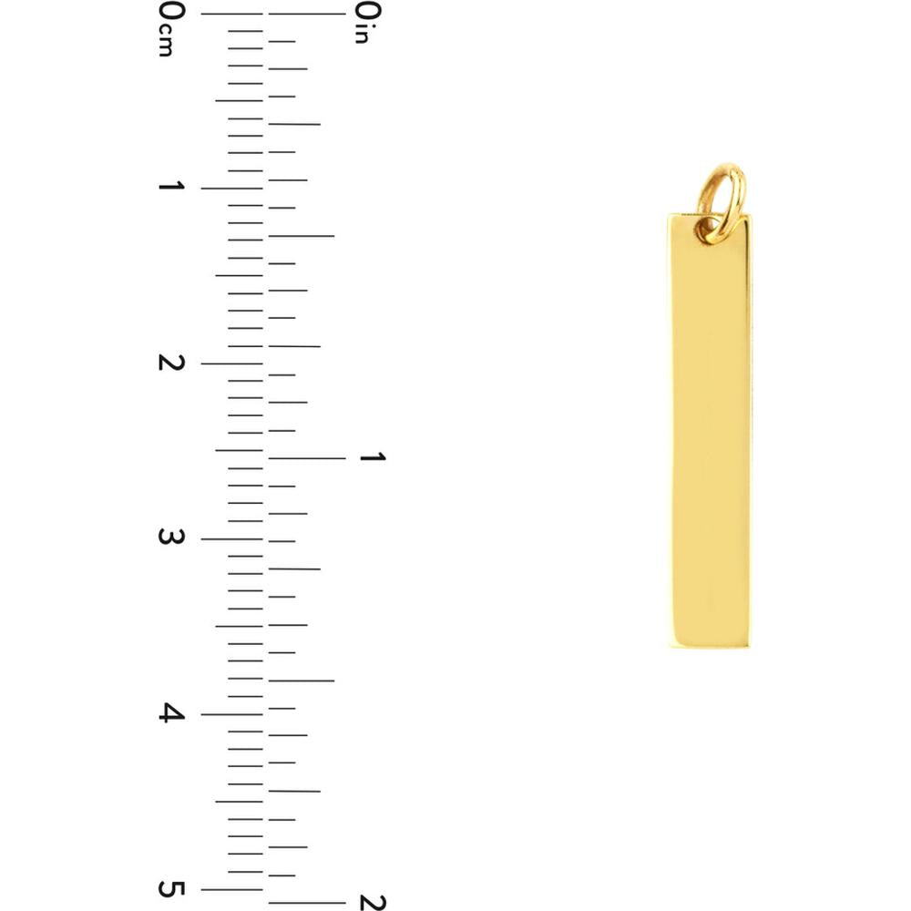 Olas d'Oro - 14K Yellow Gold Small Vertical Bar Engravable Pendant Charm