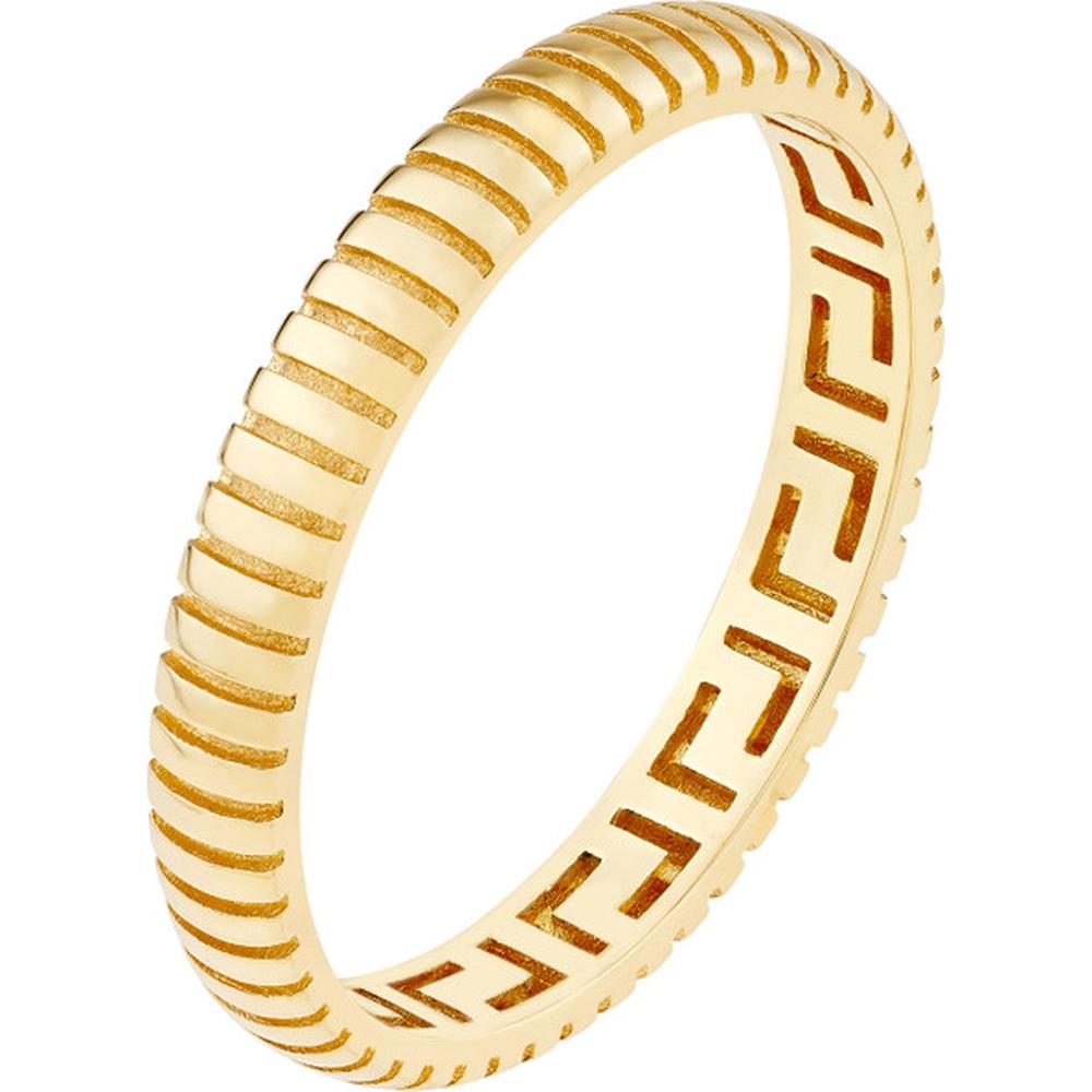 Olas d'Oro - 14K Yellow Gold Snake Diamond-Cut Pattern Band Ring with Greek Key Detail - Size 6