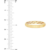 Olas d'Oro - 14K Yellow Gold Snake Diamond-Cut Pattern Band Ring with Greek Key Detail - Size 6
