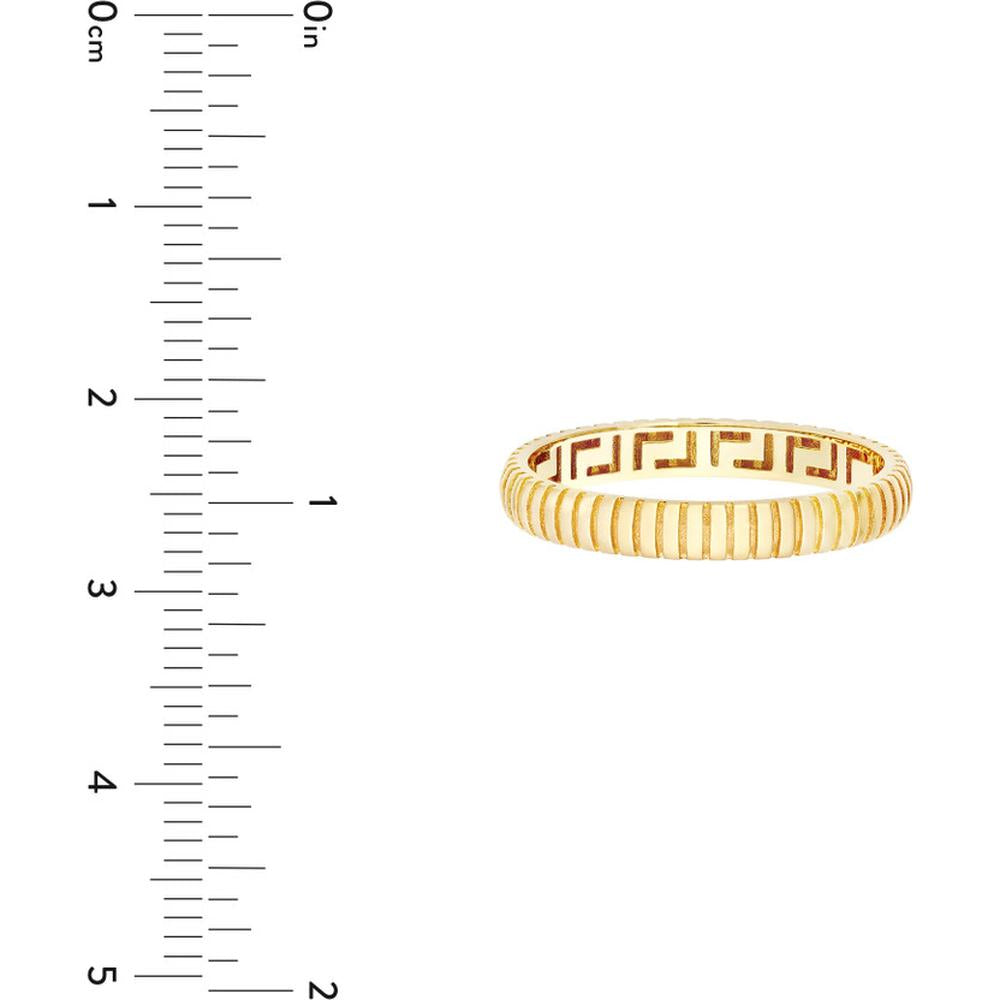 Olas d'Oro - 14K Yellow Gold Snake Diamond-Cut Pattern Band with Greek Key Interior - Size 8
