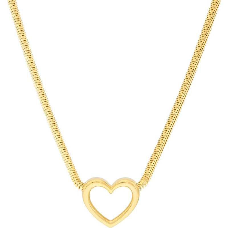 Olas d'Oro - 14K Yellow Gold Snake Open Heart Pendant Necklace - 7.08 Grams Total Weight