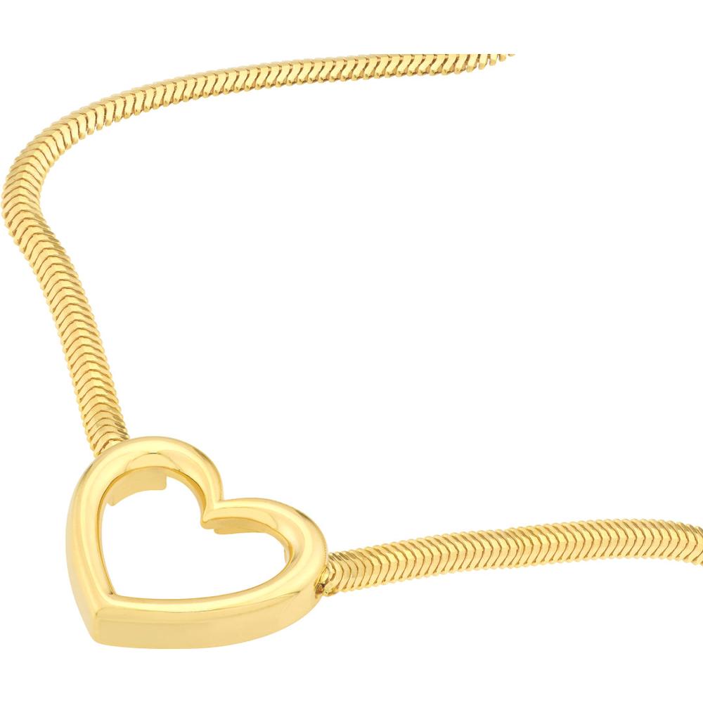 Olas d'Oro - 14K Yellow Gold Snake Open Heart Pendant Necklace - 7.08 Grams Total Weight