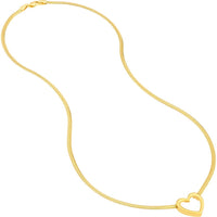Olas d'Oro - 14K Yellow Gold Snake Open Heart Pendant Necklace - 7.08 Grams Total Weight