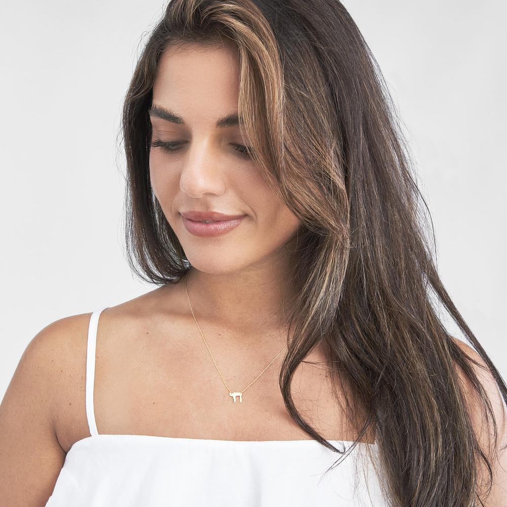 Olas d'Oro - 14K Yellow Gold So You Chai Necklace - Adjustable 16-18" Chain with Spring Ring Clasp