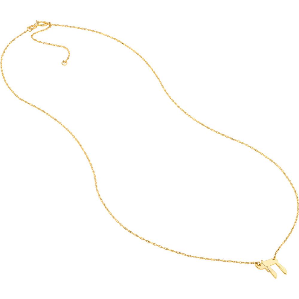 Olas d'Oro - 14K Yellow Gold So You Chai Necklace - Adjustable 16-18" Chain with Spring Ring Clasp