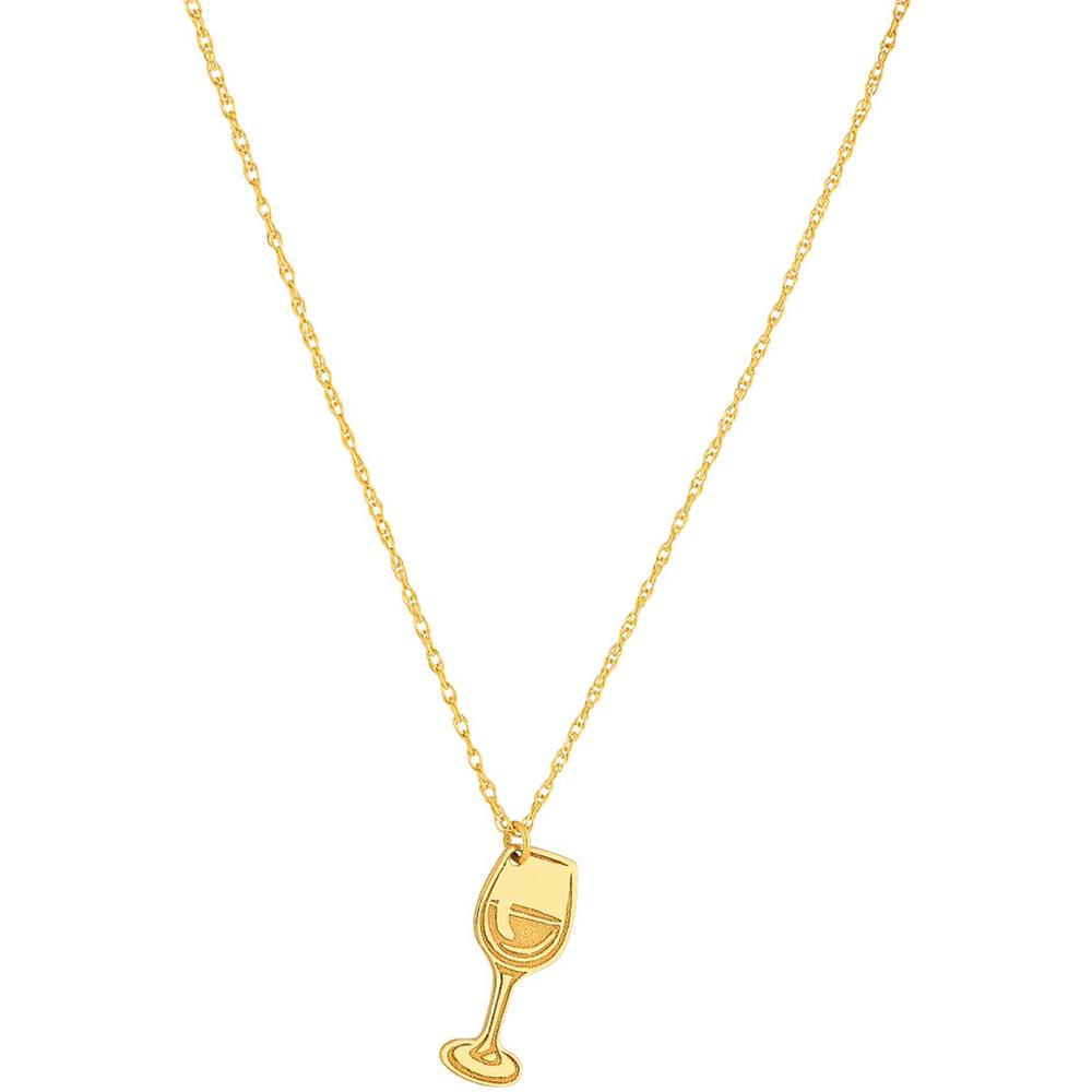 Olas d'Oro - 14K Yellow Gold So You Cocktail Glass Charm Necklace with 2" Extender - 1.01 Grams Total Weight