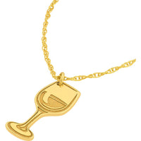 Olas d'Oro - 14K Yellow Gold So You Cocktail Glass Charm Necklace with 2" Extender - 1.01 Grams Total Weight