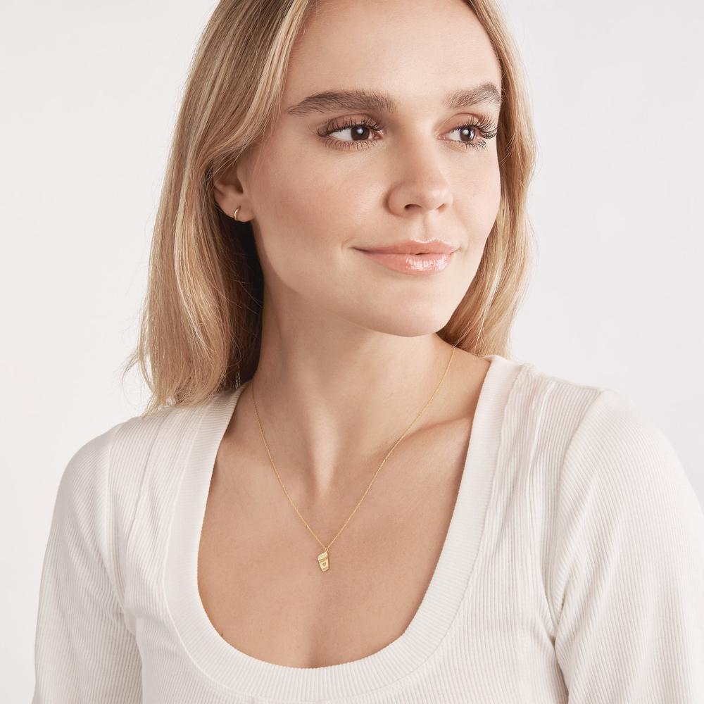 Olas d'Oro - 14K Yellow Gold So You Coffee Cup Necklace with Heart Pendant