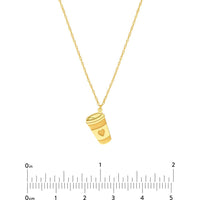 Olas d'Oro - 14K Yellow Gold So You Coffee Cup Necklace with Heart Pendant