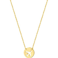 Olas d'Oro - 14K Yellow Gold So You Cutout Airplane Mini Disc Adjustable Necklace