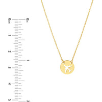 Olas d'Oro - 14K Yellow Gold So You Cutout Airplane Mini Disc Adjustable Necklace