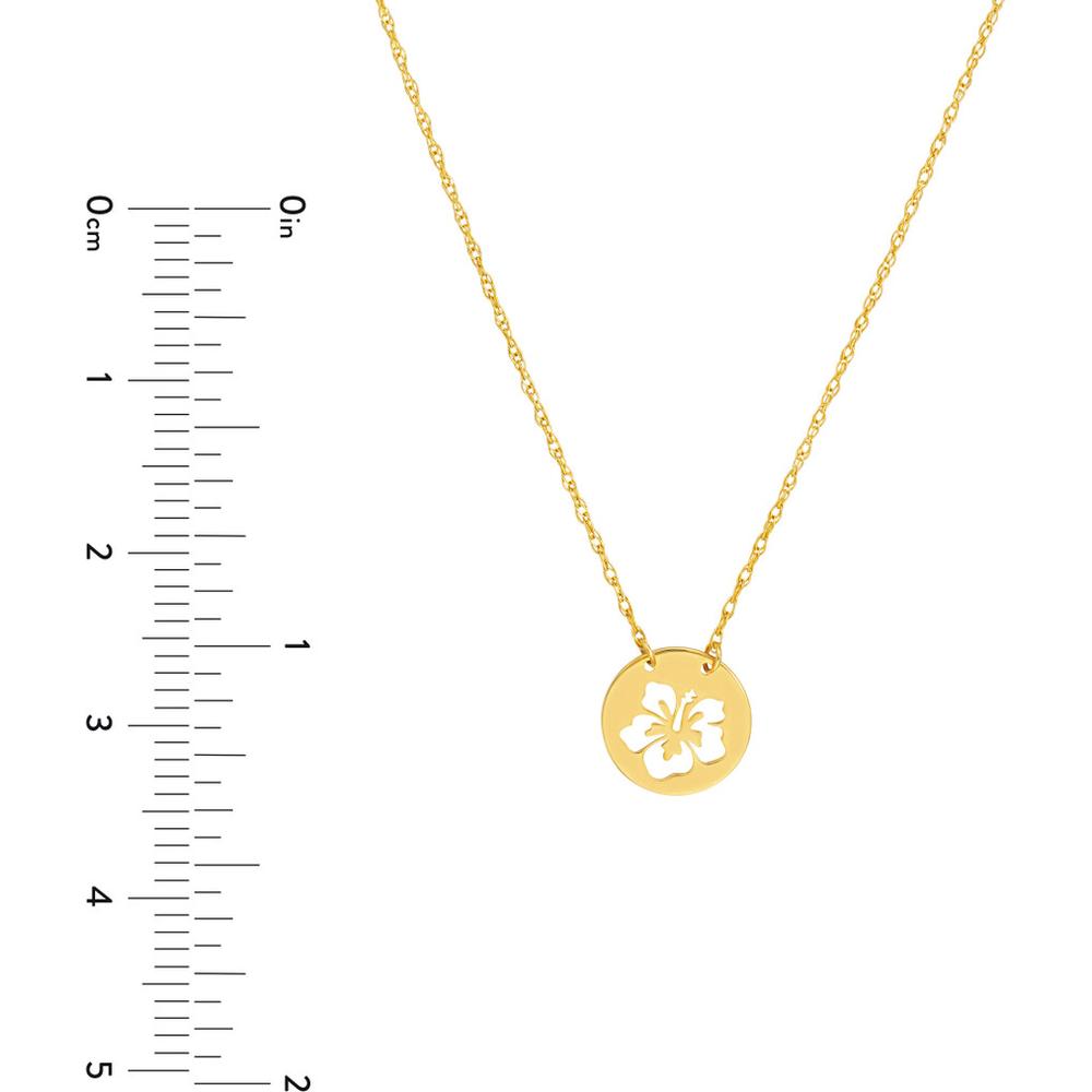 Olas d'Oro - 14K Yellow Gold So You Cutout Flower Mini Disc Necklace - Adjustable 16-18 Inches