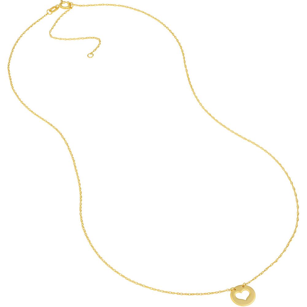 Olas d'Oro - 14K Yellow Gold So You Cutout Heart Mini Disc Necklace - Adjustable
