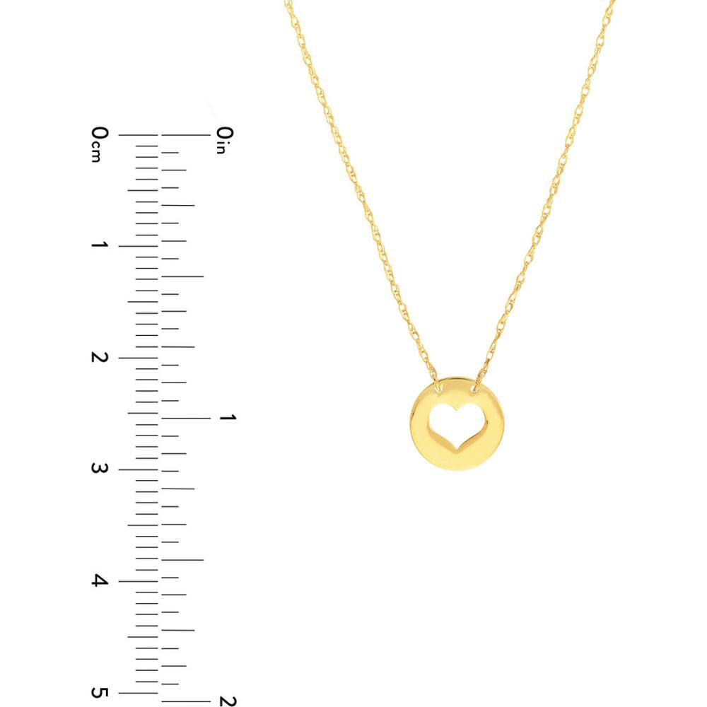 Olas d'Oro - 14K Yellow Gold So You Cutout Heart Mini Disc Necklace - Adjustable