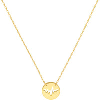 Olas d'Oro - 14K Yellow Gold So You Cutout Heartbeat Mini Disc Adjustable Necklace