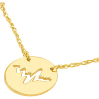 Olas d'Oro - 14K Yellow Gold So You Cutout Heartbeat Mini Disc Adjustable Necklace