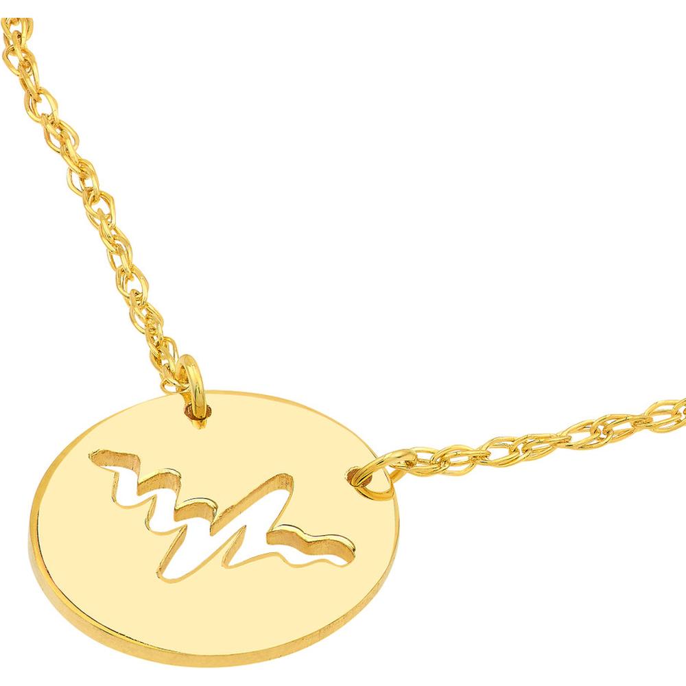 Olas d'Oro - 14K Yellow Gold So You Cutout Heartbeat Mini Disc Adjustable Necklace