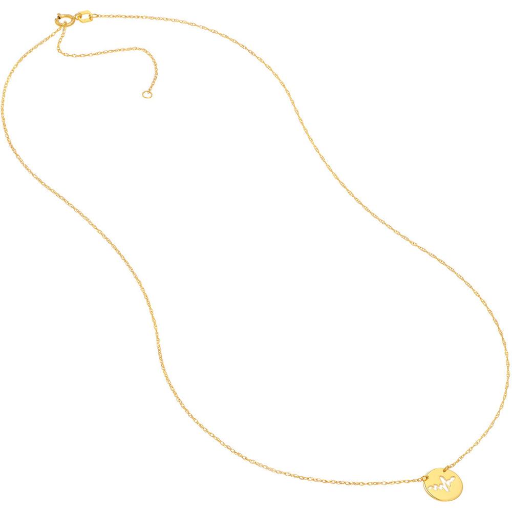 Olas d'Oro - 14K Yellow Gold So You Cutout Heartbeat Mini Disc Adjustable Necklace