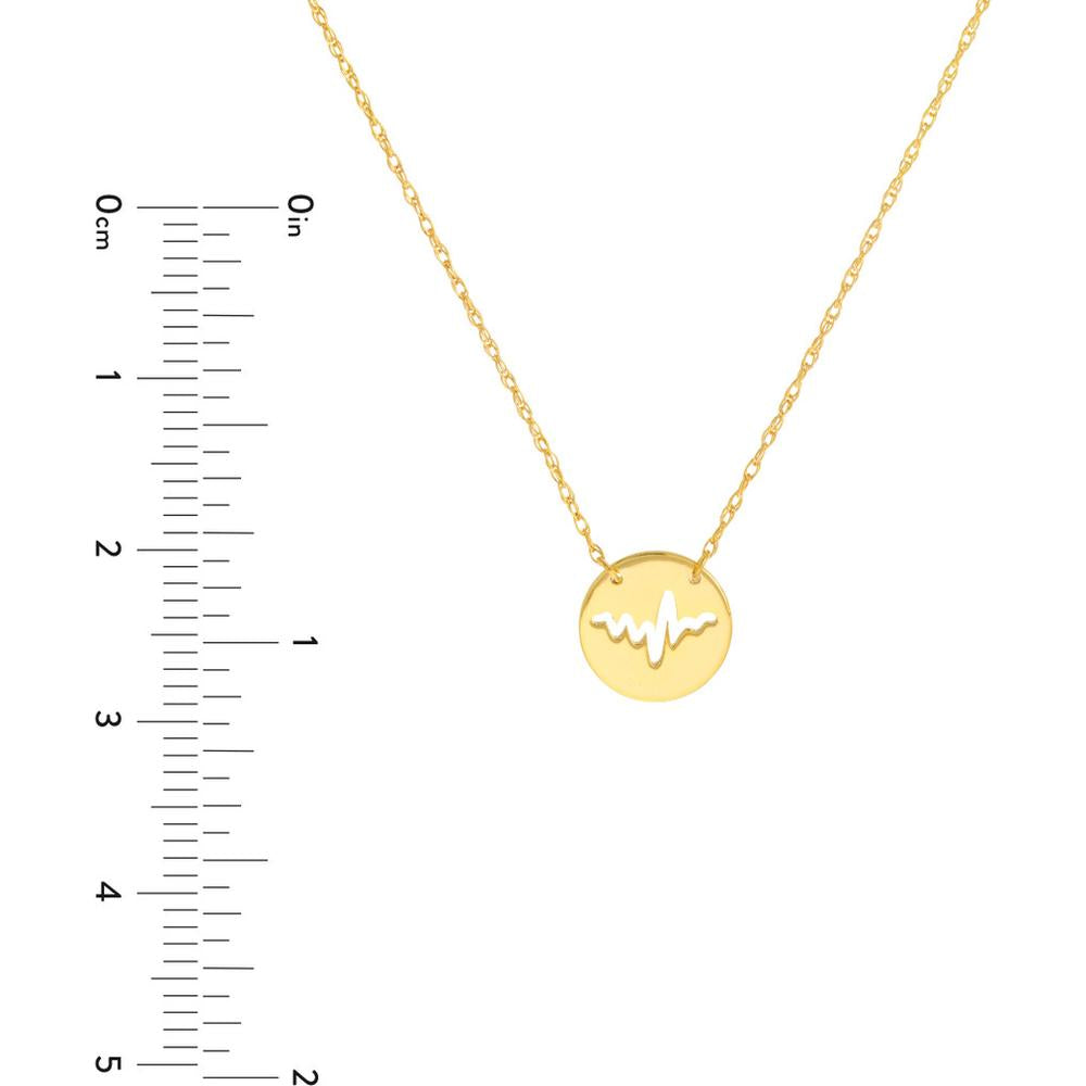 Olas d'Oro - 14K Yellow Gold So You Cutout Heartbeat Mini Disc Adjustable Necklace