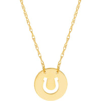 Olas d'Oro - 14K Yellow Gold So You Cutout Horseshoe Mini Disc Necklace - Adjustable Length