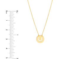 Olas d'Oro - 14K Yellow Gold So You Cutout Horseshoe Mini Disc Necklace - Adjustable Length