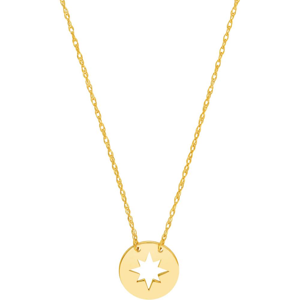 Olas d'Oro - 14K Yellow Gold So You Cutout Star Mini Disc Adjustable Necklace