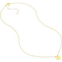 Olas d'Oro - 14K Yellow Gold "So You Cutout Wishbone Mini Disc Adjustable Necklace"