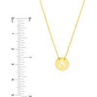 Olas d'Oro - 14K Yellow Gold "So You Cutout Wishbone Mini Disc Adjustable Necklace"