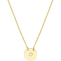 Olas d'Oro - 14K Yellow Gold "So You" Diamond Disk Necklace - 0.03 Carat Total Diamond Weight
