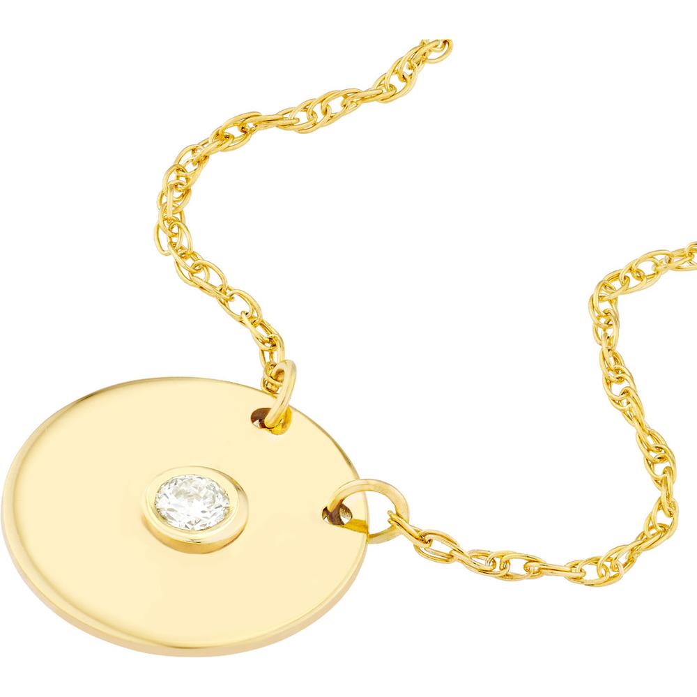Olas d'Oro - 14K Yellow Gold "So You" Diamond Disk Necklace - 0.03 Carat Total Diamond Weight