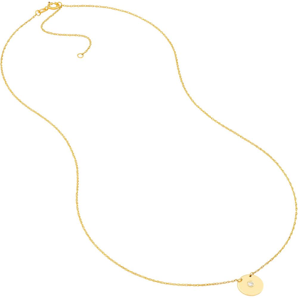 Olas d'Oro - 14K Yellow Gold "So You" Diamond Disk Necklace - 0.03 Carat Total Diamond Weight