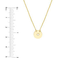 Olas d'Oro - 14K Yellow Gold "So You" Diamond Disk Necklace - 0.03 Carat Total Diamond Weight
