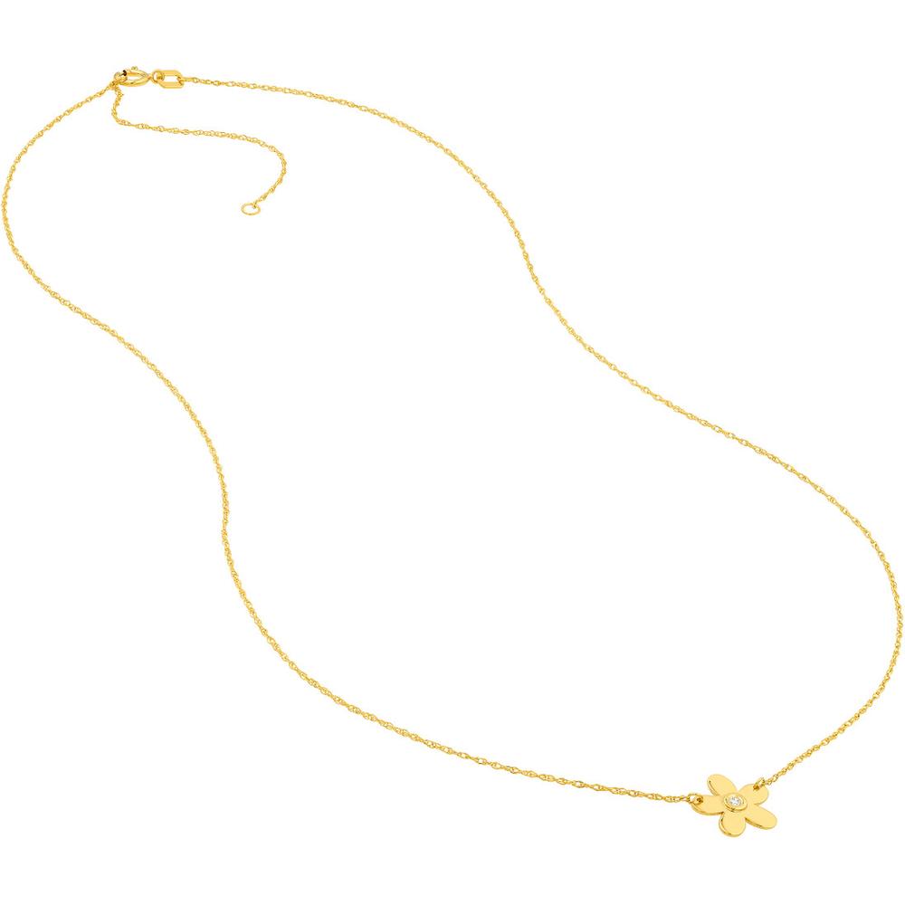 Olas d'Oro - 14K Yellow Gold So You Diamond Flower Necklace with 1pt Diamond