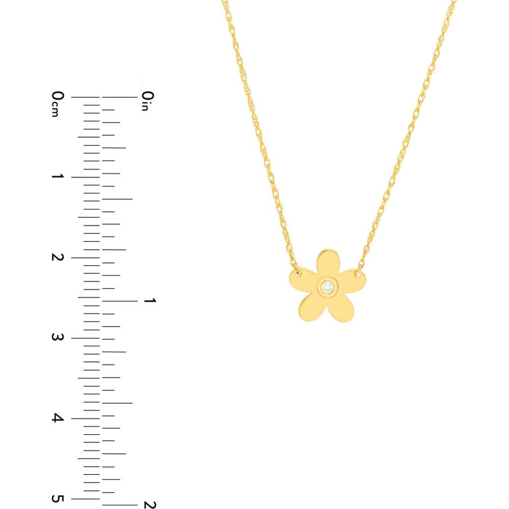 Olas d'Oro - 14K Yellow Gold So You Diamond Flower Necklace with 1pt Diamond
