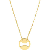 Olas d'Oro - 14K Yellow Gold So You Dog Bone Cutout Mini Disk Pendant Necklace for Animal Lovers
