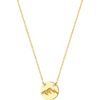 Olas d'Oro - 14K Yellow Gold So You Etched Mountain Mini Disc Necklace - 1.14 Grams Average Weight