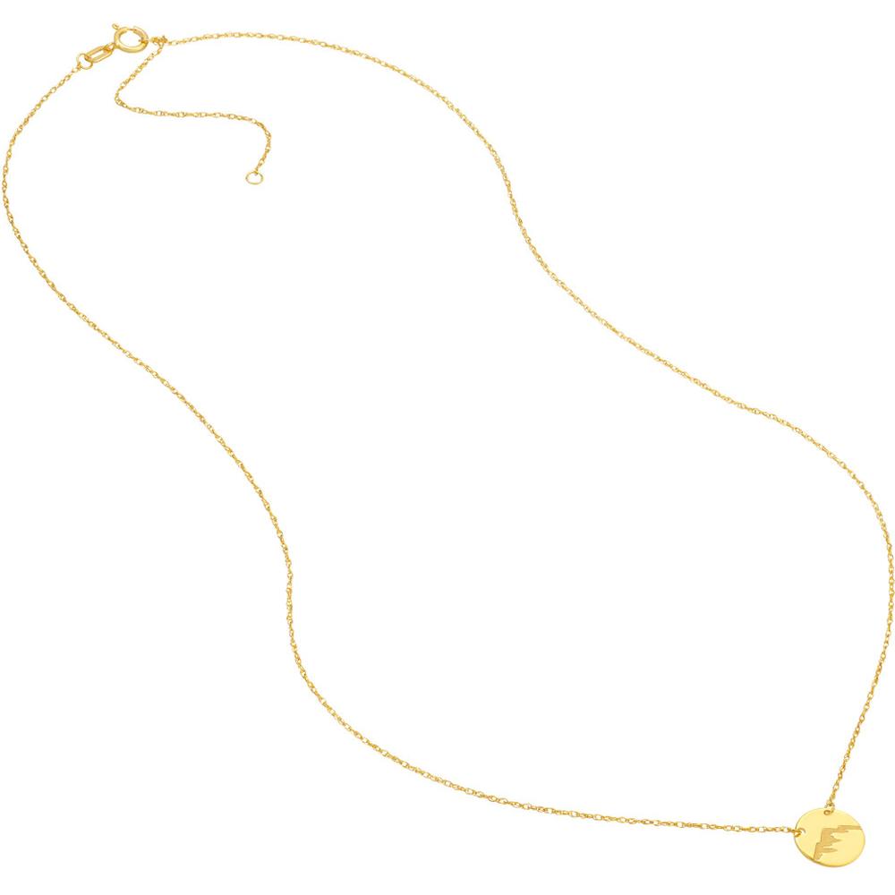 Olas d'Oro - 14K Yellow Gold So You Etched Mountain Mini Disc Necklace - 1.14 Grams Average Weight