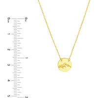Olas d'Oro - 14K Yellow Gold So You Etched Mountain Mini Disc Necklace - 1.14 Grams Average Weight