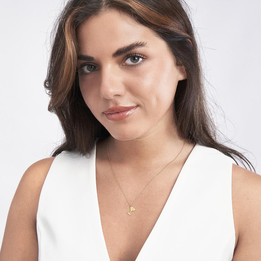 Olas d'Oro - 14K Yellow Gold So You Martini Charm Necklace with Olive Detail